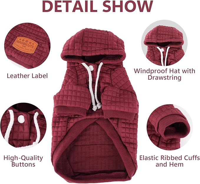 2 Pack Dog Hoodie Sweaters for Small Medium Dogs Warm Dog Clothes for Large Dogs Soft Waffle-Like Laminated Sweatshirt Bulldog (Dark Green+Wine Red, M (Back: 15.5",Chest: 21.6", Neck: 13"))