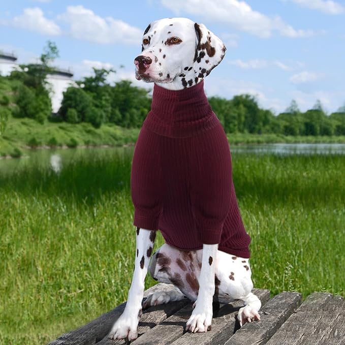 ROZKITCH Dog Shirt with Hoodie Dog Ears Cover 2 in 1, Soft Lightweight Dog Striped T Shirt Pullover Dog Tank with Detachable Ear Wrap, Dog Hoodie Tshirt Dog Boy Girl, Stretchy Sweater WineRed XL