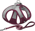 AIITLE No Pull Dog Harness and Leash Set, Step in Adjustable Dog Harness with Padded Vest for All Weather, Dog Leash with Soft Padded Handle, Easy to Put on Small and Medium Dogs Burgundy S