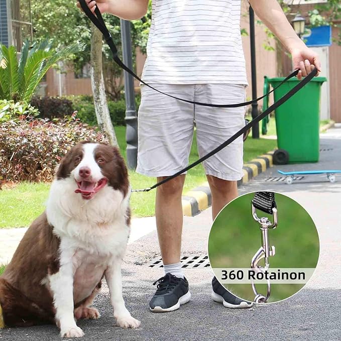 AMAGOOD 6 FT Cat Leash, Strong and Durable Traditional Style Leash with Easy to Use Collar Hook,Cat Lead Great for Cats (1" x 6 ft,Black and Black(2-Pack))
