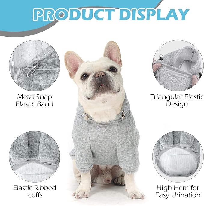 EXPAWLORER Textured Cable Knit Basic Dog Hoodie, Elevated Style Dog Sweater with Leash Hole and Pocket, Soft and Warm Pet Winter Coat, Cold Weather Clothes for Small Medium Large Dogs,Grey M