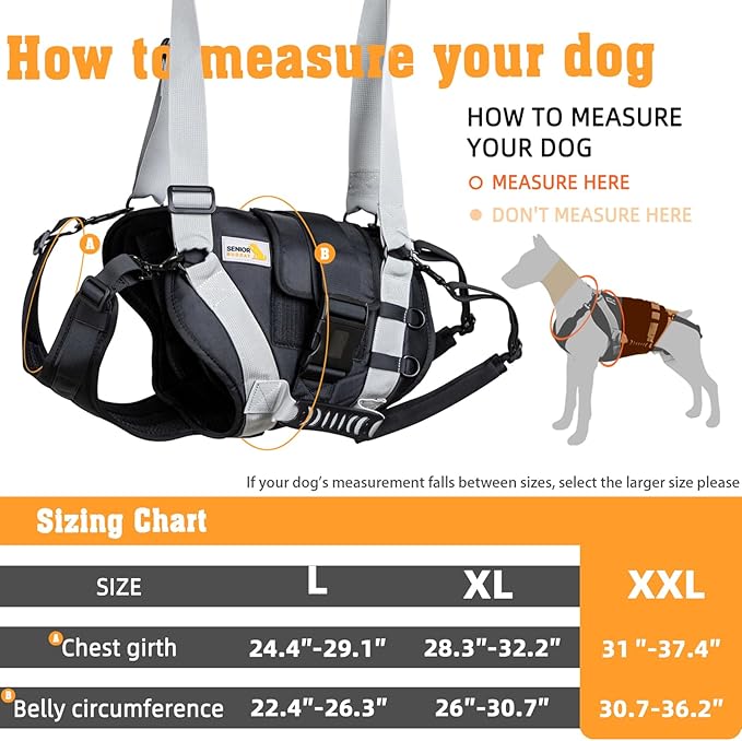 Dog Lift Harness for Large Dogs,Full Body Dog Sling Carrier with Handle,for Up Stair/Back Legs Support/Dogs Joint Injuries/Arthritis (XX-Large)