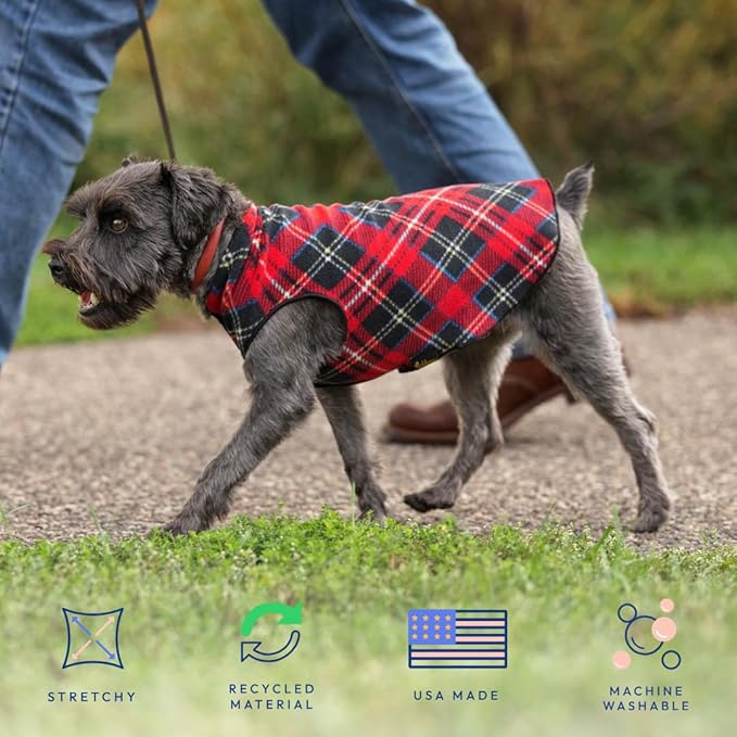 Goldpaw Stretchy Fleece Jacket for Small Dogs - Super Soft, Warm Dog Sweater - Pet Sweater Vest for Fall and Winter - Canine Clothes Made in The USA - Machine Washable - Charcoal - Size 14
