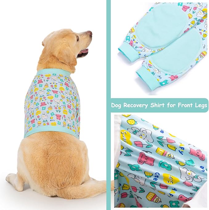 Dog Recovery Shirt for Front Legs, Dog Elbowpads Sleeve Protect Dogs Elbows Arms,Stop Licking Joints After Surgery, Help with Injury Healing Covers The Wound, Cone Alternatives (Blue, 4XL)
