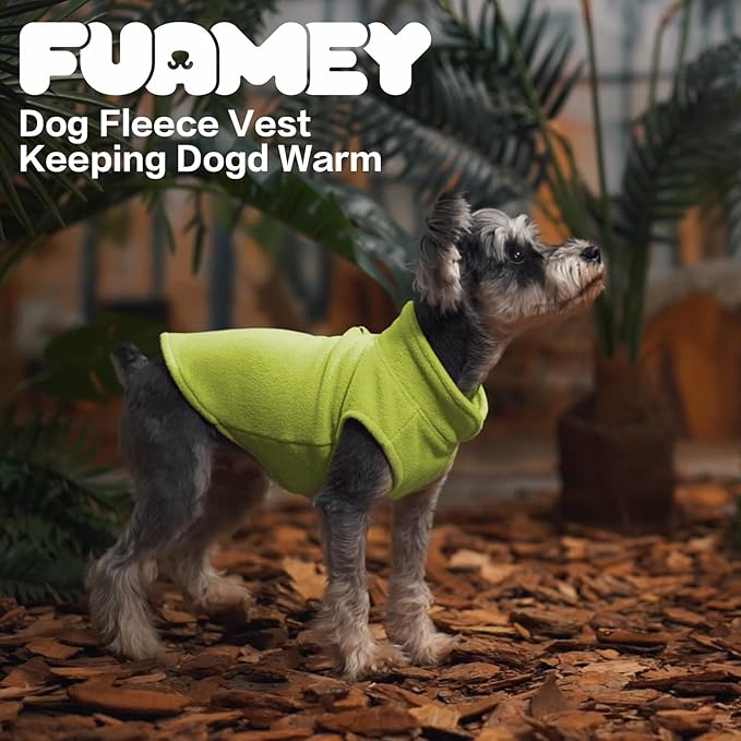 FUAMEY Dog Fleece Vest for Medium Dogs,Warm Stretchy Dog Sweatshirts Pullover with Leash Hole Dogs Sweater Soft Pet Turtleneck Cozy Pet Vest Lightweight Sleeveless Green M