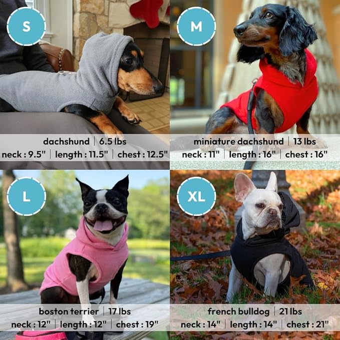 Gooby Fleece Vest Hoodie Dog Sweater - Plum, Small - Warm Pullover Dog Hoodie with O-Ring Leash for Small to Medium Dogs