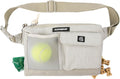 Dog Walk & Train Sling Bag - Hands-Free 2-In-1 Treat Pouch, Poop Bag Holder, Clicker, Phone Pocket - Crossbody/Fanny Pack, Adjustable Strap - Sand