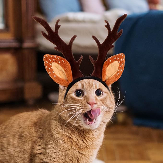 Christmas Halloween Pet Headband for Dog Cat Pet Elastic Band Adjustable,Costume Accessory for Cats and Kittens Comfortable Non-deformable for Holiday Season and Photography - Size M