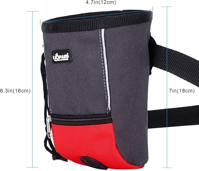 LIOPARD Treat Training Pouch for Dogs, Pet Treat Pouch, Dog Treat Pouches, Dog Treat Bag, Dog Training Treat Bag, Slanted Opening, Ideal for Dog Walking & Training (red)