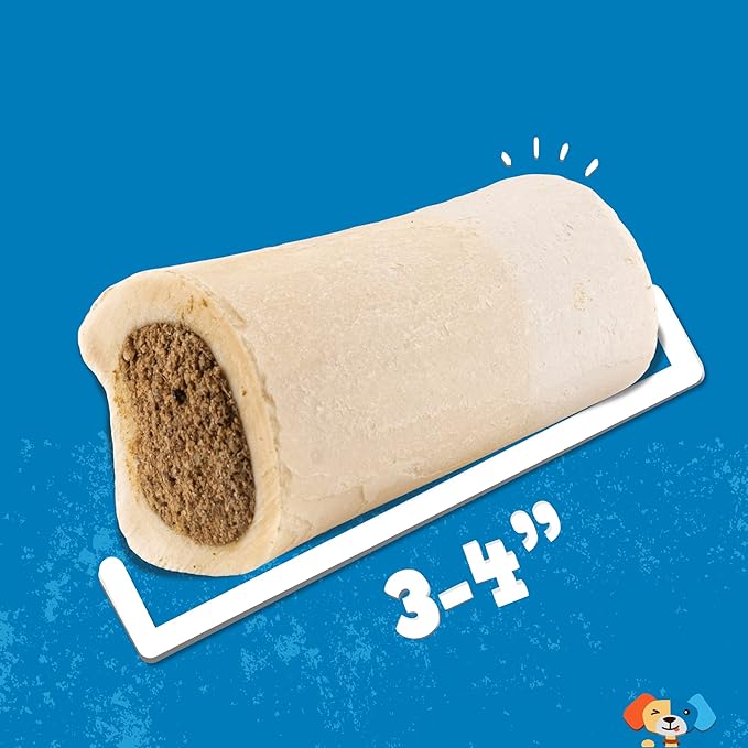 Jack&Pup 3-4" Filled Dog Bones for Small and Large Dogs, Flavored Shin Dog Bones Long Lasting, Stuffed Bone for Dogs, High Protein, Variety Pack - Bully Stick, Bacon&Cheese, Peanut Butter - 3 Pack