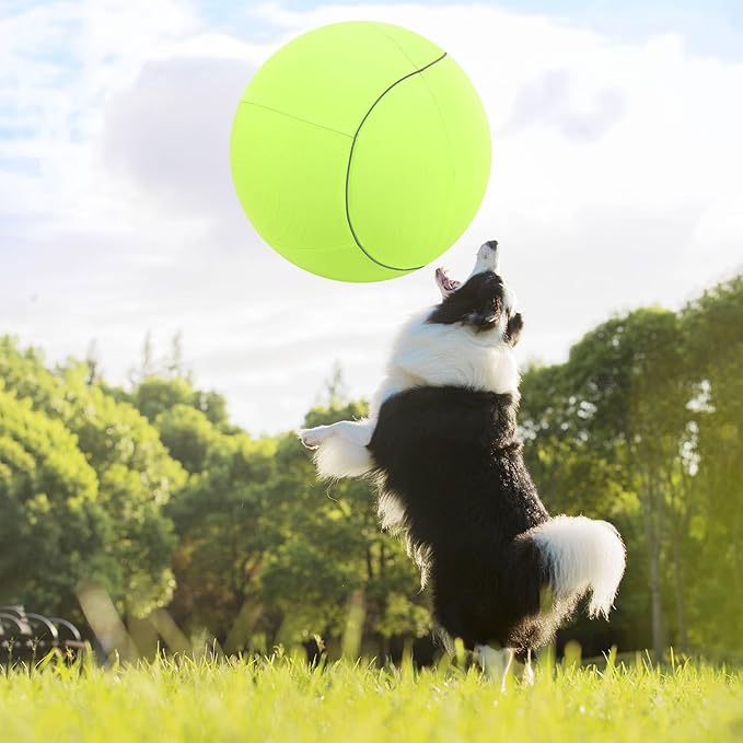 20" Herding Ball for Dogs & Horses with Green Nylon Cover, for Australian Shepherd Training Toy, for Small & Medium Pets Outdoor Play & Exercise