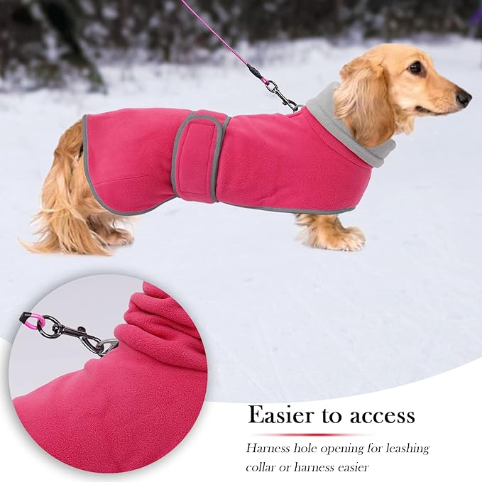 Geyecete Dachshund Sweaters for Dogs, Dachshund Coat Perfect Dog Winter Coat with Padded Fleece Lining and high Collar,Dog Snowsuit with Adjustable Bands Sizes-Pink-M