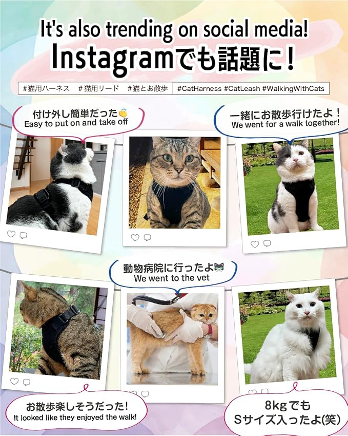 Cat Harness Escape Proof with Leash for Walking, Travel Vest Soft Chest Support, Adjustable Size, Escape Proof Soft Adjustable Vest Harnesses, Breathable, Kittens, Small Dogs (美/背縄/粉2/XS)