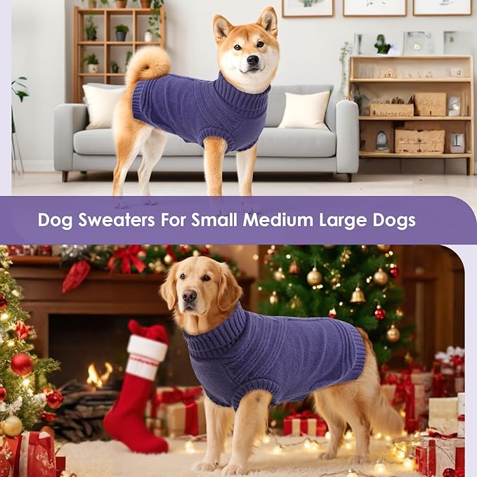 Dog Sweaters for Small Dogs Male Female Pet Knitwear Classic Puppy Warm Pullover Turtleneck Cold Weather Clothes for Chihuahua(GrayishBlue, XS)