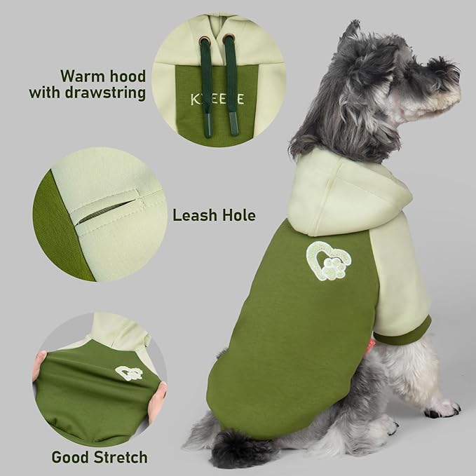 KYEESE Dog Hoodie Stretchy Dog Clothes for Large Dogs Comfort Dogs Winter Coat Pets Sweater with Leash Hole Warm Pet Clothes with Drawstring Soft Pet Sweatshirt Pets Coat for Cold Weather