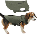 Workwear Style Dog Coats with Harness Built in for Small Dogs Windproof Warm Puppy Jacket with Storage Pockets for Cold Winter,Green XXXL