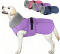 PETDSH Dog Coat Large, Windproof Dog Jacket with Warm Fleece Lining, Thickened Collar Dogs Winter Coat, Adjustable Reflective Pet Coats for Cold Weather (Purple, XXX-Large)
