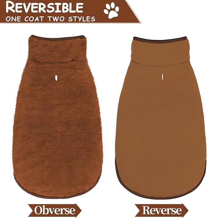 Malier Dog Winter Coat, Reversible Fleece Dog Cold Weather Coats, Windproof Warm Snow Puppy Jacket Vest Pet Clothes for Small Medium Large Dogs (Brown, X-Large)