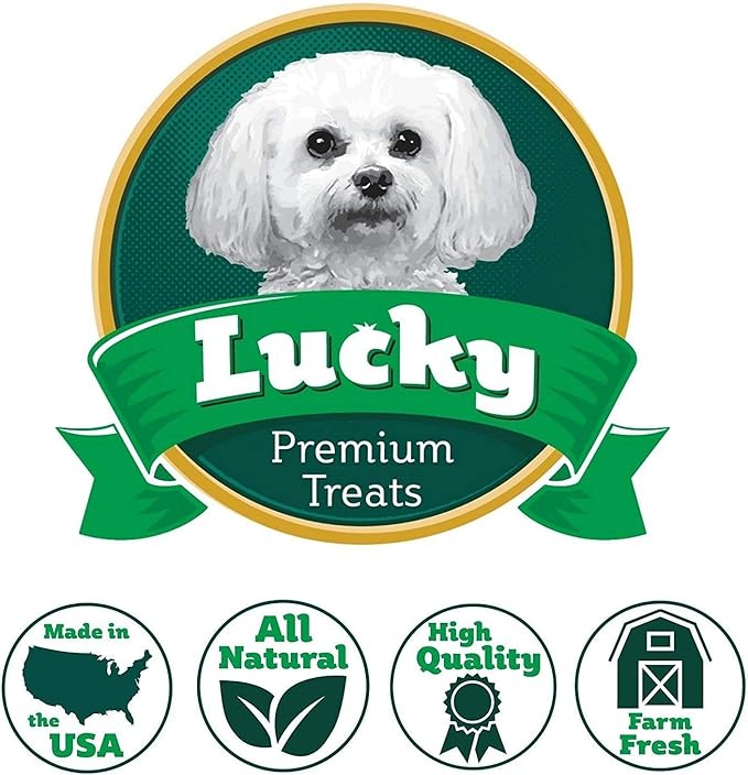 Lucky Premium Treats Peanut Butter Basted Rawhide – All-Natural Rawhide and Peanut Butter Dog Treats for Extra Small Dogs, Gluten Free Premium Toy Breed Dog Treats (200 Chews)