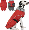 DENTRUN Extra Large Warm Dog Jacket - Windproof Water Repellent Reflective Coat, Adjustable Plush Turtleneck, Easy Wear Fleece Lined Cold Weather Vest for Great Dane, Red, XXXL
