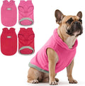 Idepet 2 Pack Dog Fleece Vest Sweater Warm Pullover Jacket with D-Ring Leash Reflective Winter Coat Hoodie for French Bulldog Pug Chihuahuas Yorkies Dachshunds(Red&Rose Red,X-Large-French Bulldog)
