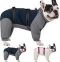 KOESON Four Legged Winter Dog Jacket with Adjustable Buckles, Turtleneck Windproof Fleece Jacket, Reflective Fullbody Puffer Coat Blue Grey XL
