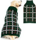 PUPTECK Dog Sweaters for Large Medium Small Dogs - Fall Classic Plaid Style Puppy Holiday Winter Coat Clothes Warm, Green, XL