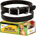 Adityna - Black Leather Dog Collar for Large Dogs - Classic Style, Soft and Strong, Heavy-Duty Top-Grain Leather Collar for Walking, Training, Hiking, and Running (L - Neck: 19-24 inches, Black)