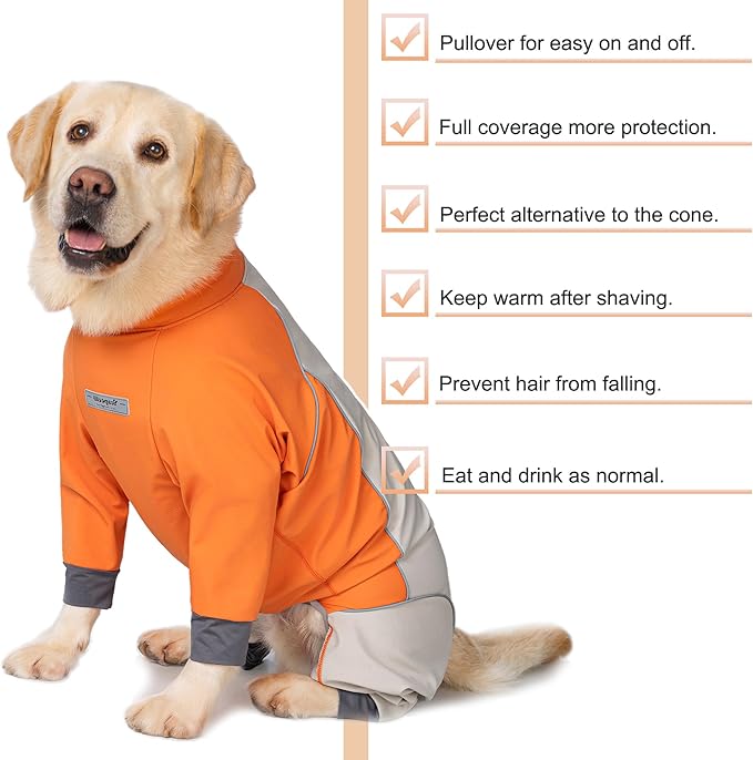 Dog Full Body Winter Coat, Waterproof Fleece Jacket for Small Medium Large Dogs Reflective Snowsuit with Zipper for Outdoor Skating (Orange, XL(Weight 13-22 lbs))