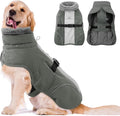 Queenmore Dog Jackets for Large Breeds, Dog Cold Weather Coats Waterproof, Thick Fleece Lining Pet Coats XL Winter, Grey, XL