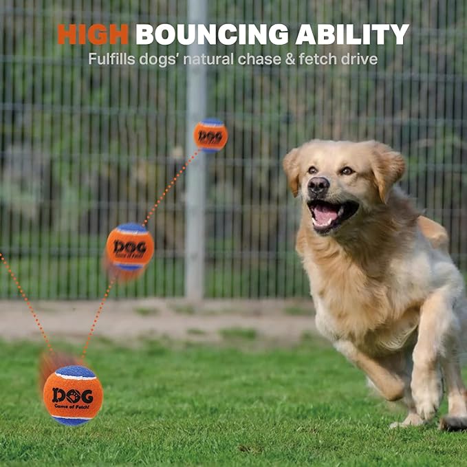 AMA SPORT Squeaky Tennis Balls for Dogs 2.5" Small Medium Dog Tennis Balls for Throwing and Fetching Dog Toys for Training, Exercise, High Bouncing 6 Pack (Multicolor A)