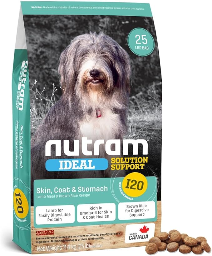 I20 Lamb & Brown Rice Dry Dog Food – Formulated for Skin, Coat, and Stomach | Kibble for Adults & Seniors | with Omega-3 Salmon Oil & Rosemary for Immunity and a Shiny Coat