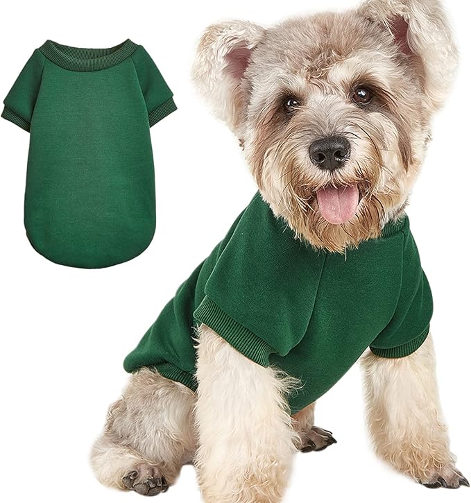 Puppy Sweater for Small Dogs Clothes Warm Winter Cat Clothe Pet Sweatshirt Knitwear Doggie Kitten Clothing, Green, Medium