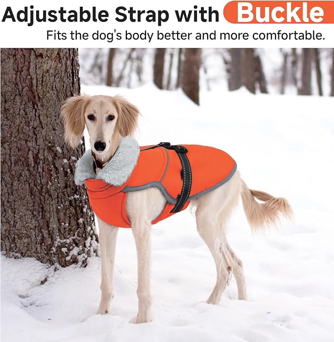 Lelepet Warm Dog Winter Coat Reflective Dog Jacket Fleece Vest Waterproof Windproof Cold Weather Coats with Adjustable Buckle Turtleneck Snowsuit for Small Medium Large Dogs,Rottweiler,Great Dane,XXXL