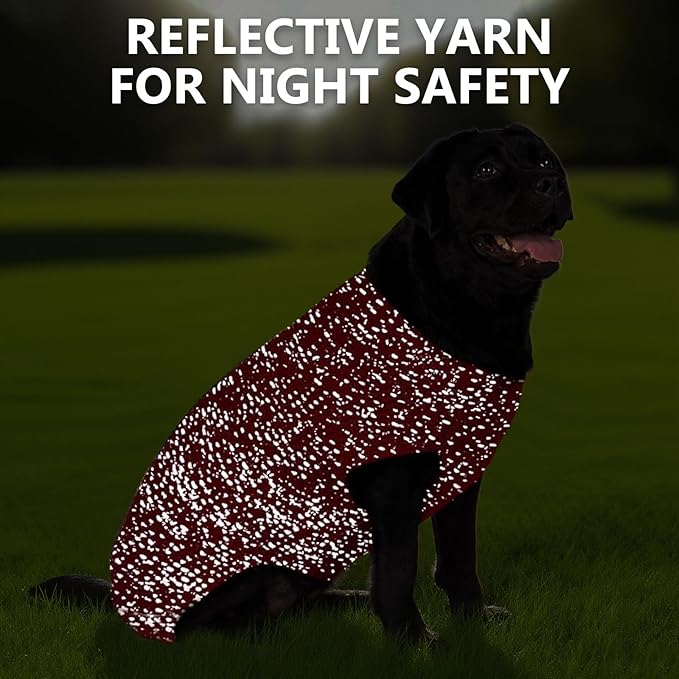 KYEESE Dog Christmas Sweater for Large Dogs with Leash Hole Warm Pullover with Reflective Yarn Male Thick Stretchy Knitwear Winter Soft Pet Coat boy Cold Weather Comfy Dog Sweaters,Red,XXX-Large