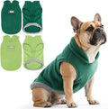 Idepet 2 Pack Dog Fleece Vest Sweater Warm Pullover Jacket with D-Ring Leash Reflective Winter Coat Hoodie for French Bulldog Pug Chihuahuas Yorkies Dachshunds(Dark Green&Grass Green,X-Large)
