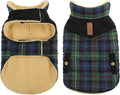 Queenmore Dog Winter Coat Warm Dog Jacket for Cold Weather, Quilting Puffer Plaid Coats for Small/Medium Dogs Waterproof,Girl/Boy Pet Christmas Coat,Pet Snowsuit with Leash Hole/Fleece Padding, S