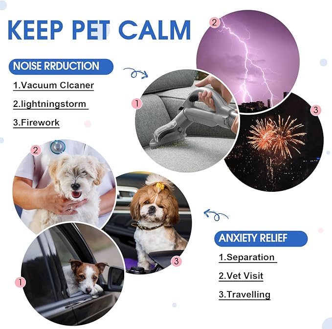 Large Separation Anxiety Shirt for Medium Dogs,Lightweight Fireworks Calming Vest Wraps Ears,Beagles Anxiety Relief for Party Celebration,Sound(Blue)