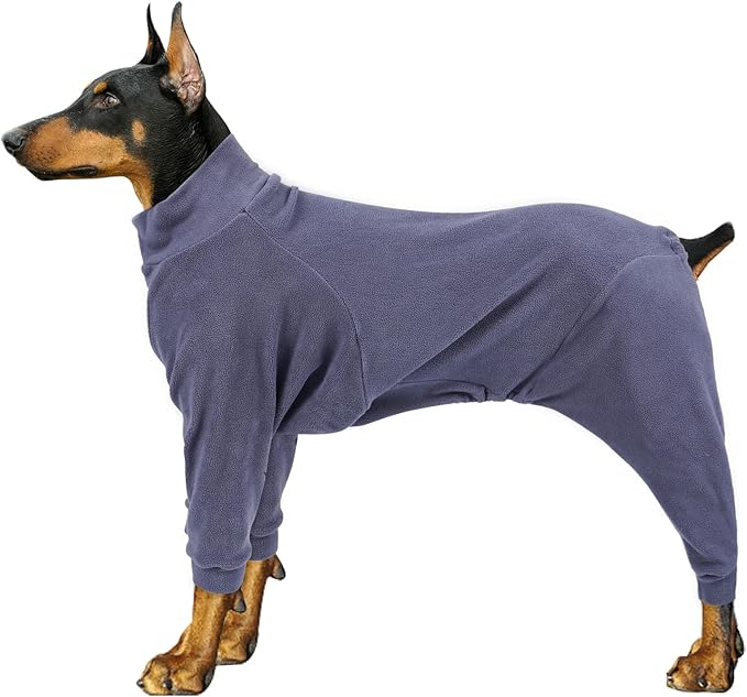 Dog Winter Coat,Warm Jacket,Puppy Polar Fleece High Collar Full Body Snowsuit,Comfort Windproof Dog Sweater(Grey,Middle)