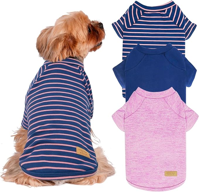 KYEESE 3Pack Dog Sweater Comfy Cat Clothes Lightweight Cat Sweaters Pullover Puppy Fleece Sweater Pet Coat with Sleeves Soft Dogs Sweatshirt Stretchy Dog Sweaters for Small Dogs Girl for Cold Weather