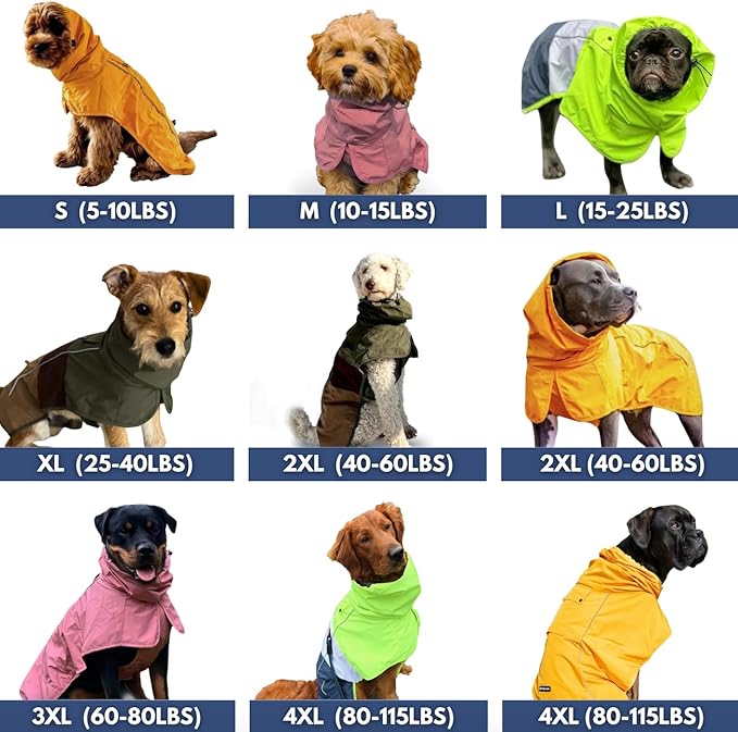 Spark Paws Dog Raincoat, Waterproof Windproof Rain Jacket, for Small Medium Large Extra Large Dogs, Reflective Breathable Full-Body Coverage Dry Suit - Sea Pink, L