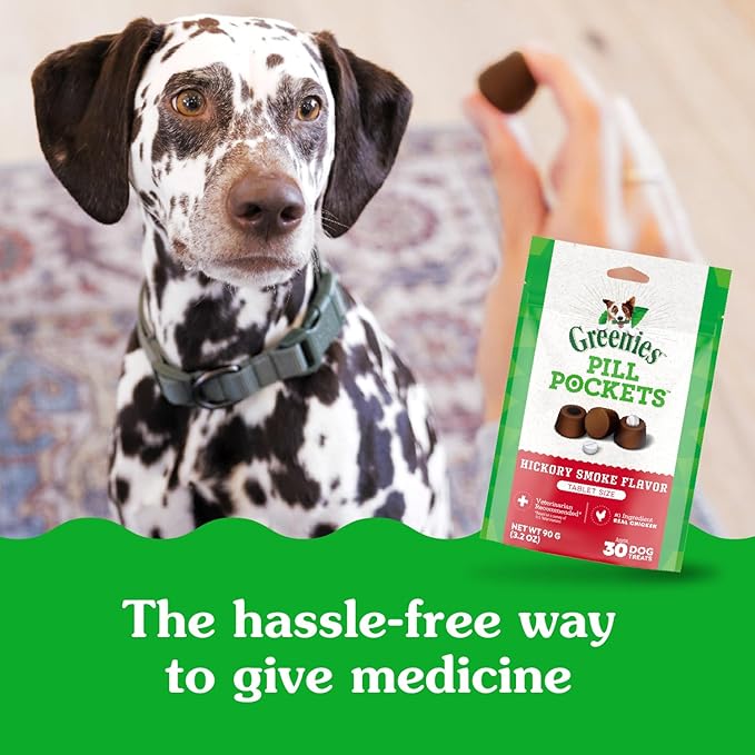 Greenies Pill Pockets for Dogs Large Size, Soft Dog Treats, Hickory Smoke Flavor, 7.9 oz. Pouch (30 Treats)