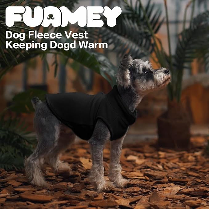 FUAMEY Dog Fleece Vest for Large Dogs,Warm Stretchy Dog Sweatshirts Pullover with Leash Hole Dogs Sweater Soft Pet Turtleneck Cozy Pet Vest Lightweight Sleeveless Black XL