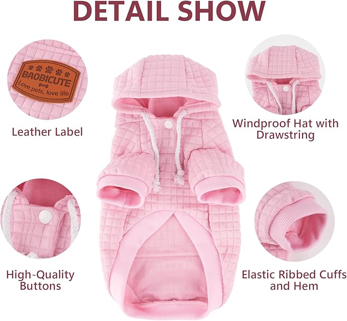 2 Pack Dog Hoodie Sweaters for Small Medium Dogs Warm Dog Clothes for Large Dogs Soft Waffle-Like Laminated Sweatshirt Bulldog (Pink+Purple, M/L (Back: 17",Chest: 24.5", Neck: 14.5"))