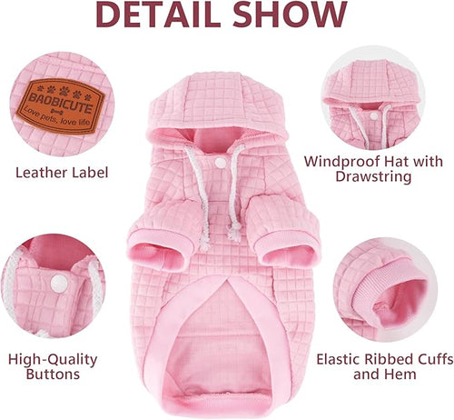 2 Pack Dog Hoodie Sweaters for Small Medium Dogs Warm Dog Clothes for Large Dogs Soft Waffle-Like Laminated Sweatshirt Bulldog (Pink+Rose, S (Back: 11.5",Chest: 15.5", Neck: 10"))