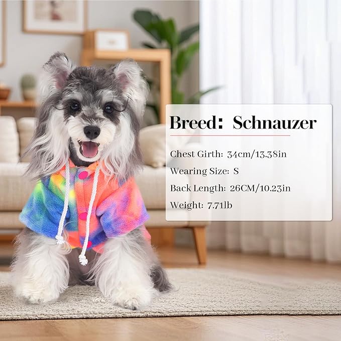 Dog Hoodie Tie Dye Dog Sweatshirt Chic Winter Clothes Ultra-Soft Warm Sweaters for Small Medium Dogs Fashion Pet Clothes for Dogs (Multicolor, XXL (Back: 18.89",Chest: 27.55", Neck: 20.07"))