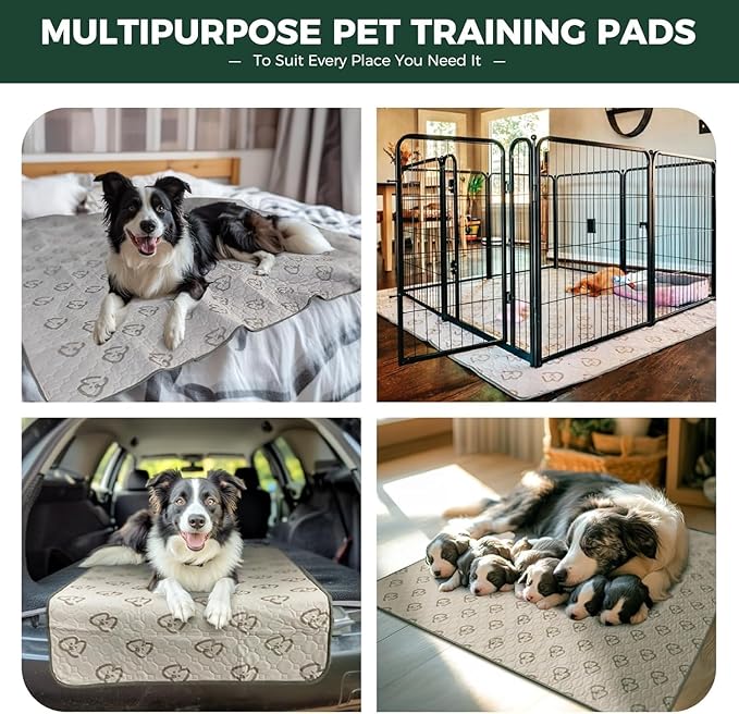 FXW Washable Pee Pads for Dogs, Puppy Pads with Super Absorbent, Specifically Designed for FXW Rollick/Homeplus 32/40/45inch 8 Panels Dog Playpen, 34" Octagon, Khaki, 2 Packs