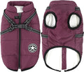 Aiboria Dog Jackets Coat for Winter Windproof Waterproof Skiing Dog Vest Fleece Warm Chest Strap Belt Purple L