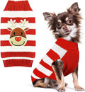 PETCARE Reindeer Christmas Dog Sweater Red Striped Cat Sweater Cartoon Elk Pet Vest Holiday Dog Clothes Puppy Sweaters for Small Medium Large Dogs Cats Fall Winter Outfits Xmas Dogs Costume,Medium