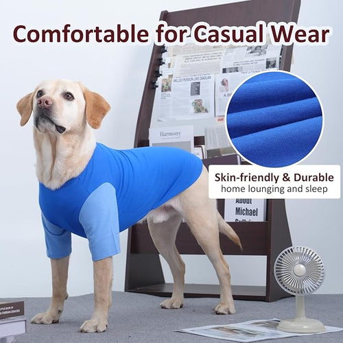 2 Pack X-Large Dog Shirts - Breathable Lightweight Durable Tees, Durable Moisture-Wicking Clothes for Beagle, Bullmastiff, Sleeping Hot Summer Day Outdoor Activities, Travel, Seaside, Blue